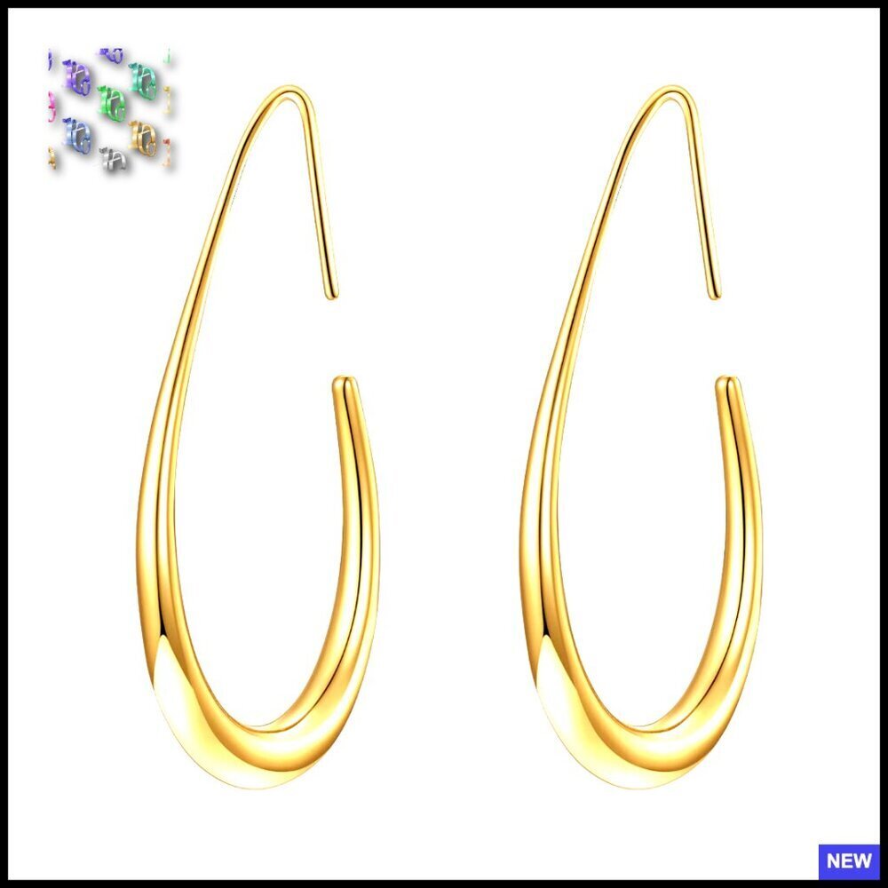 Teardrop Hoop Earrings Gold Plated Statement Jewelry Elegant Minimal Chic
